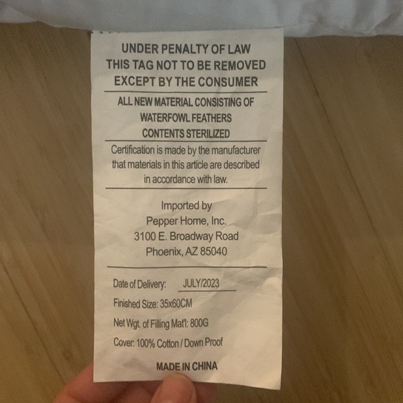 Brand New Down Pillow Insert - 12 x 21 Lumbar Pillow - Picture 2 of 2